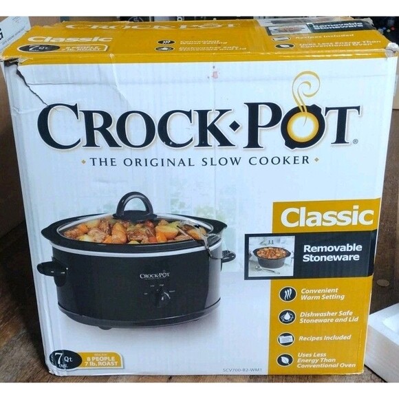 Crock Pot Classic The Original Slow Cooker 7 Quarts Round Black SCV700-B2-WM1 - Picture 1 of 4